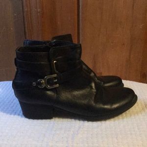 Black ankle boots with buckles